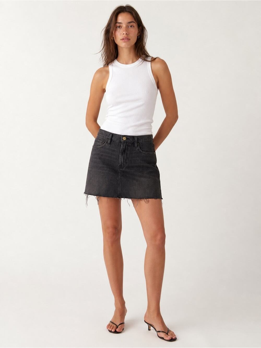 Frame Denim Jive Denim Mini Skirt Contrasting Side Stripes size 26